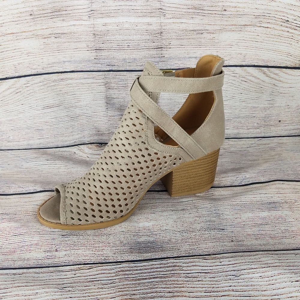 NWOT Peep Toe Booties in Color Taupe - Picture 6 of 10